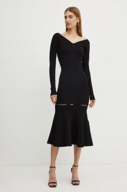 Šaty Victoria Beckham čierna farba, midi, priliehavé, 1424KDR005908A