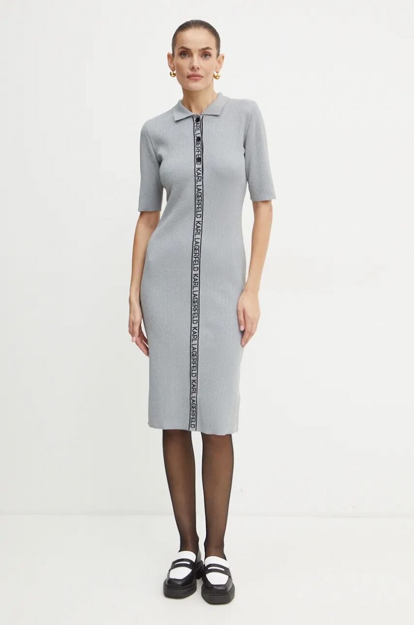 Šaty Karl Lagerfeld šedá farba, mini, priliehavé, 246W1325