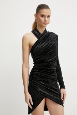 Zamatové šaty Pinko čierna farba, mini, priliehavé, 104477 A29L