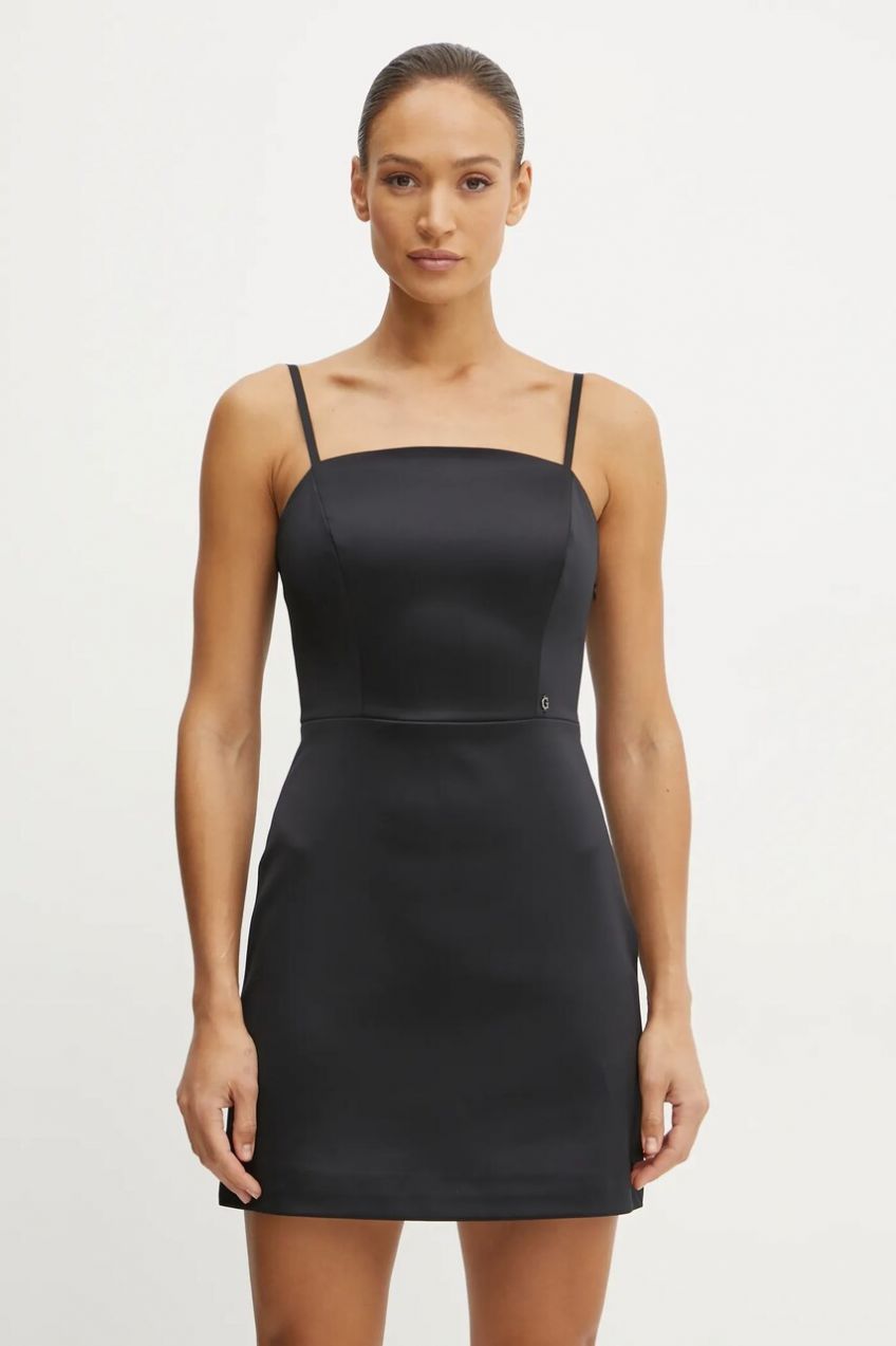 Šaty Guess MAELLE čierna farba, mini, priliehavé, W5RK42 WH0M2