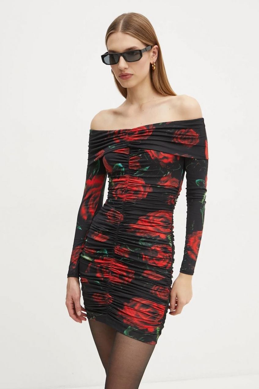 Šaty Guess MIRIANA čierna farba, mini, priliehavé, W5RK61 KCMI2