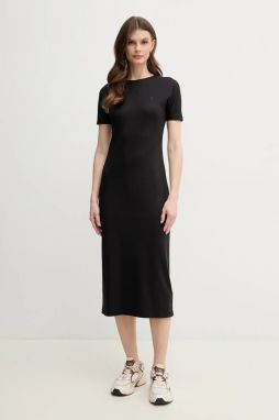 Bavlnené šaty Calvin Klein čierna farba, midi, priliehavé, K20K208299