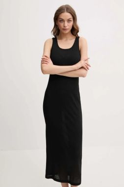Šaty Calvin Klein čierna farba, midi, priliehavé, KW0KW02821