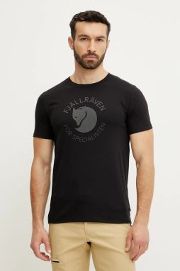 Športové tričko Fjallraven Fjällräven Fox čierna farba, s potlačou, F87052