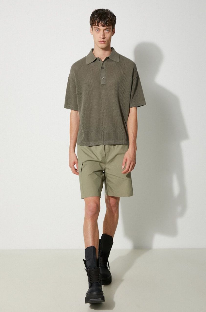 Bavlnené polo tričko MKI MIYUKI ZOKU Loose Gauge Polo zelená farba, jednofarebný, LOOSE.GAUGE.POLO