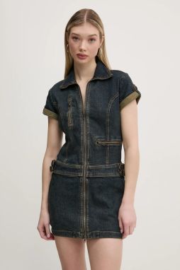 Rifľové šaty Guess Originals tmavomodrá farba, mini, priliehavé, W5RG68 D4ON1