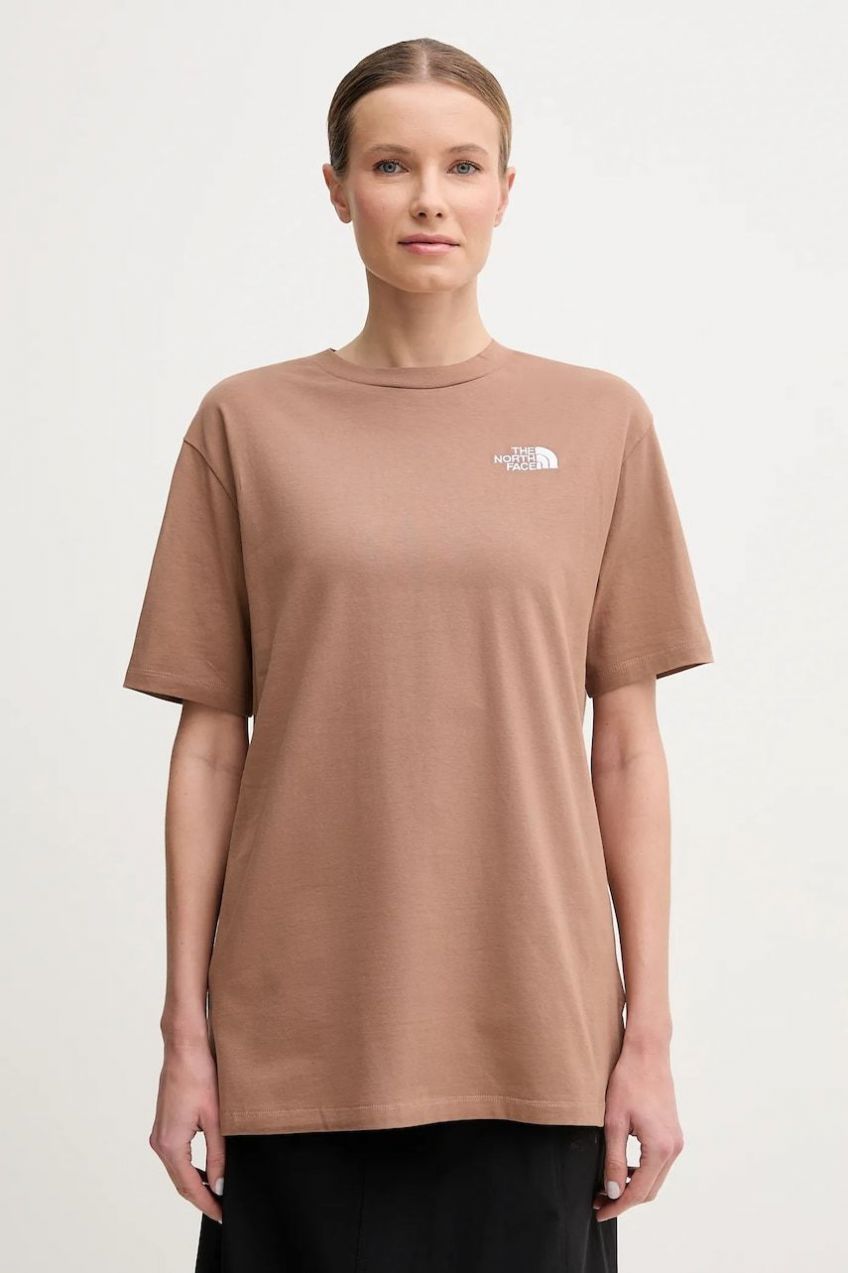 Bavlnené tričko The North Face Essential dámske, hnedá farba, NF0A87NQ6IH1