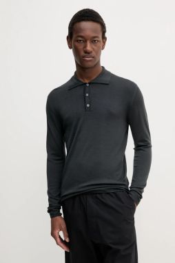 Vlnený sveter BARENA VENEZIA Camicia Mola pánsky, čierna farba, tenký, KNU5114.429