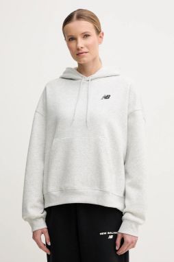 Mikina New Balance dámska, šedá farba, s kapucňou, melanžová, WT51518AHH