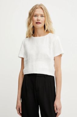 Tričko s prímesou ľanu Weekend Max Mara dámske, biela farba, 2515941112600