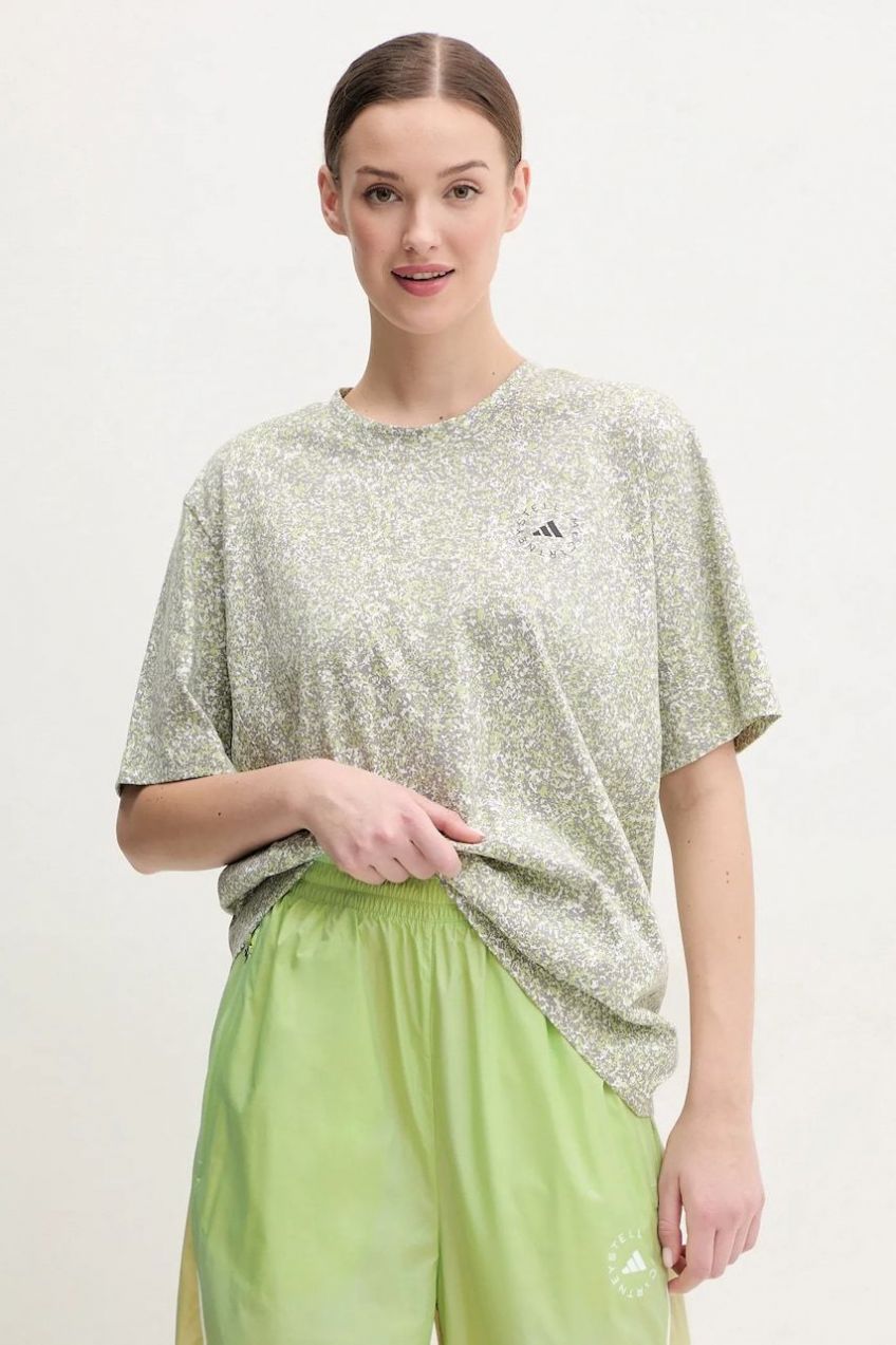 Bavlnené tričko adidas by Stella McCartney dámske, šedá farba, JD7952