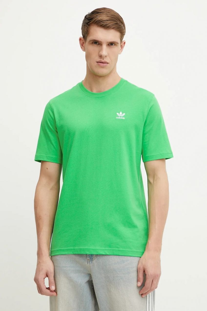 Bavlnené tričko adidas Originals Trefoil pánske, zelená farba, jednofarebné, JN0235