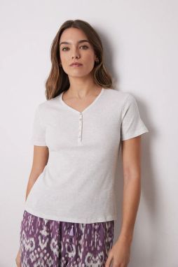 Bavlnené pyžamové tričko women'secret dámska, šedá farba, bavlnená, 3279676