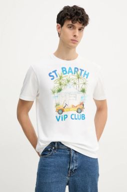 Bavlnené tričko MC2 Saint Barth pánske, biela farba, s potlačou, TSHM001