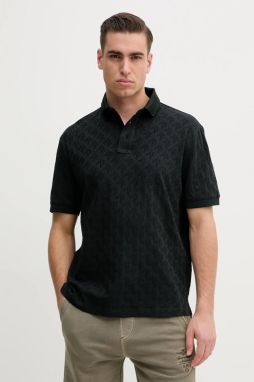 Bavlnené polo tričko Armani Exchange pánske, zelená farba, vzorované, XM000219 AF10337