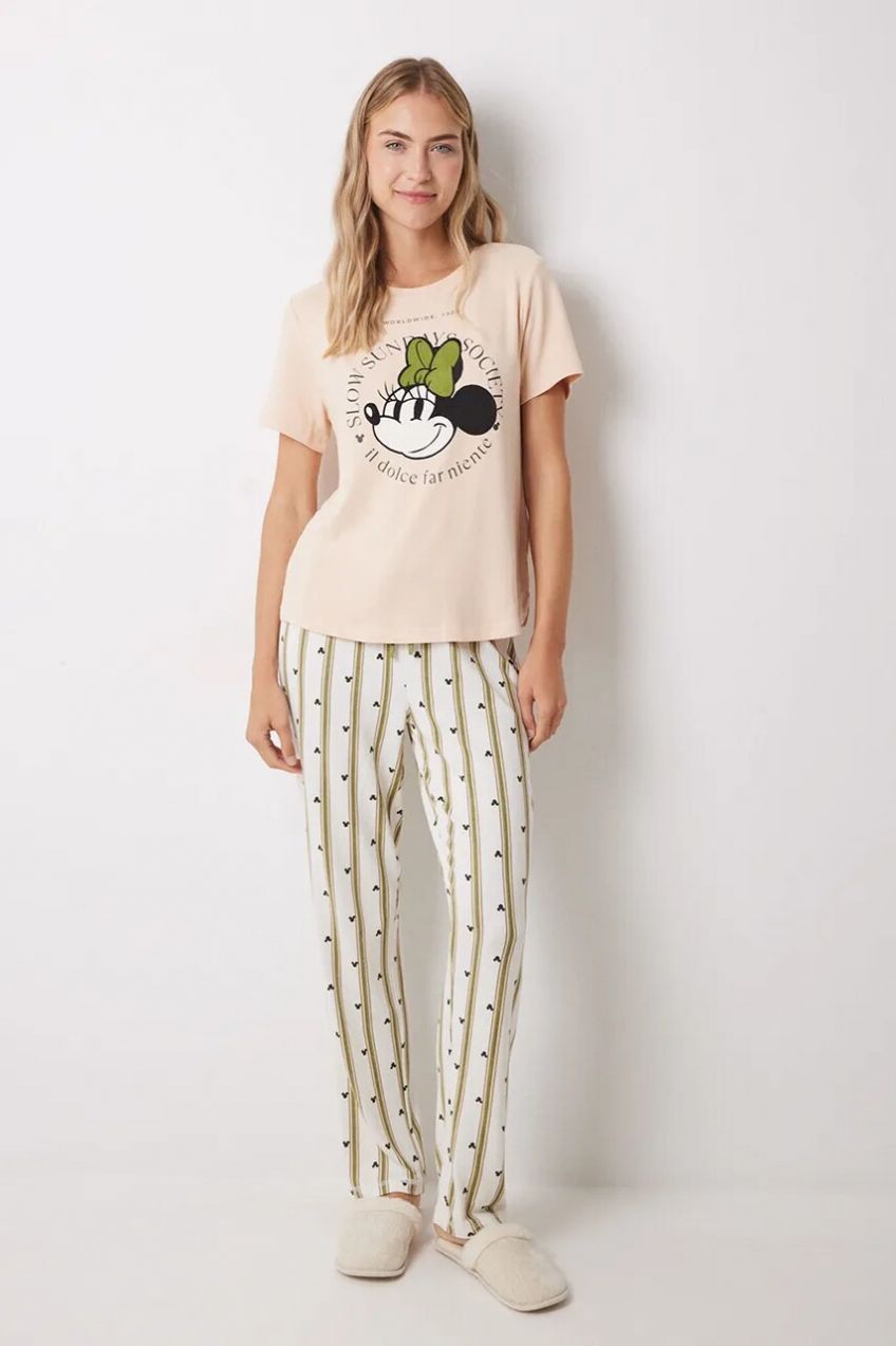 Pyžamo women'secret MICKEY dámske, béžová farba, 3139840