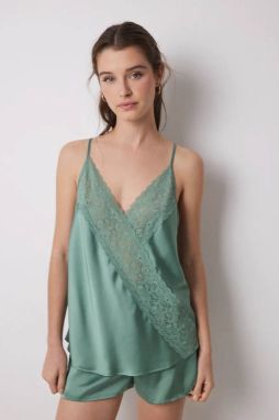 Pyžamo women'secret dámske, zelená farba, saténová, 2549783