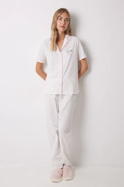 Bavlnené pyžamo women'secret SNOOPY dámske, béžová farba, bavlnené, 3139851