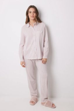 Bavlnené pyžamo women'secret dámske, fialová farba, bavlnené, 3599131