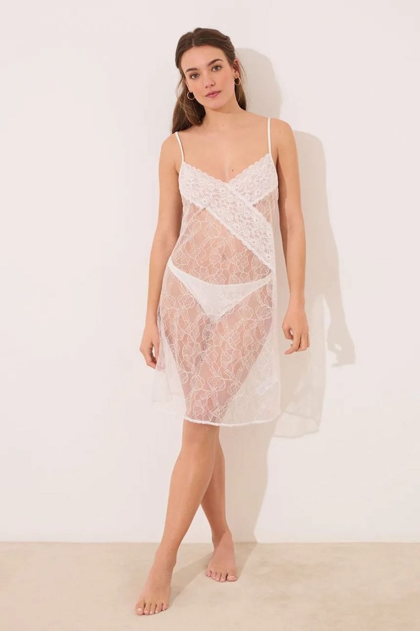 Nočná košeľa women'secret dámska, biela farba, čipkovaná, 3419151