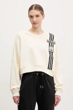 Bavlnená mikina adidas Originals Adibreak Cropped Sweatshirt dámska, béžová farba, s nášivkou, JD0084