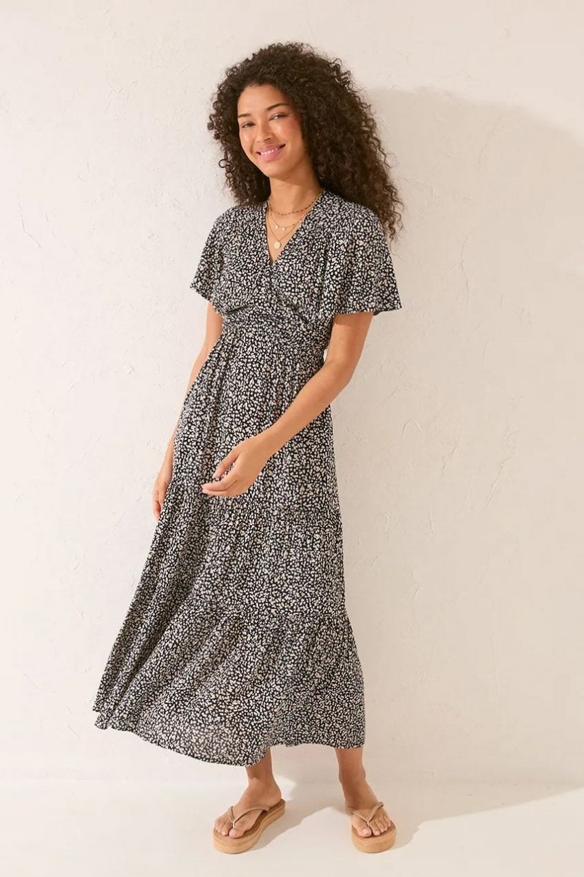 Šaty women'secret čierna farba, maxi, áčkový strih, 5549923