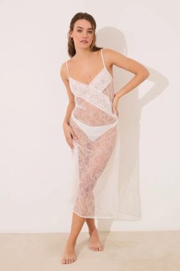 Nočná košeľa women'secret dámska, biela farba, čipkovaná, 3419156