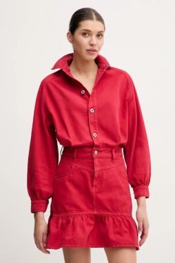 Rifľové šaty Pepe Jeans MELISSA červená farba, mini, priliehavá, PL953724