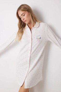 Bavlnená pyžamová košeľa women'secret SNOOPY dámska, béžová farba, bavlnená, 4449081