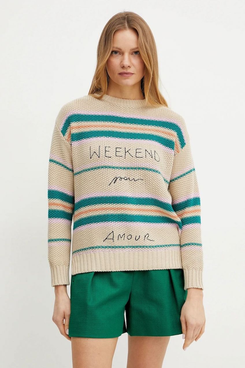 Sveter Weekend Max Mara dámsky, béžová farba, teplý, 2515361211600