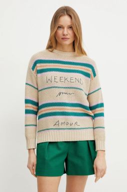 Sveter Weekend Max Mara dámsky, béžová farba, teplý, 2515361211600