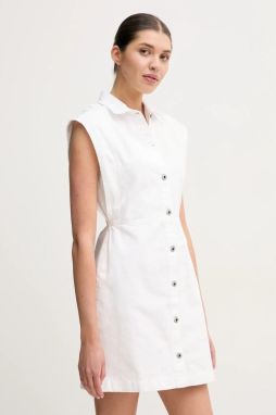 Rifľové šaty Pepe Jeans CHEY WHT biela farba, mini, áčkový strih, PL953721