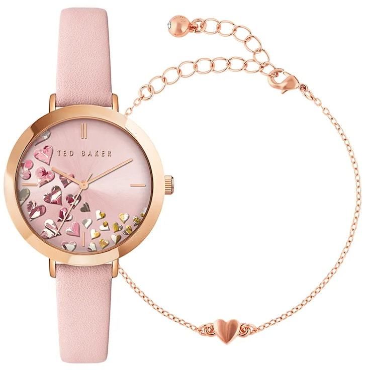 Hodinky a náramok Ted Baker dámske, ružová farba, BKG028100