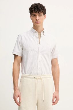 Bavlnená košeľa BOSS pánska, biela farba, slim, s golierom button-down, 50539302