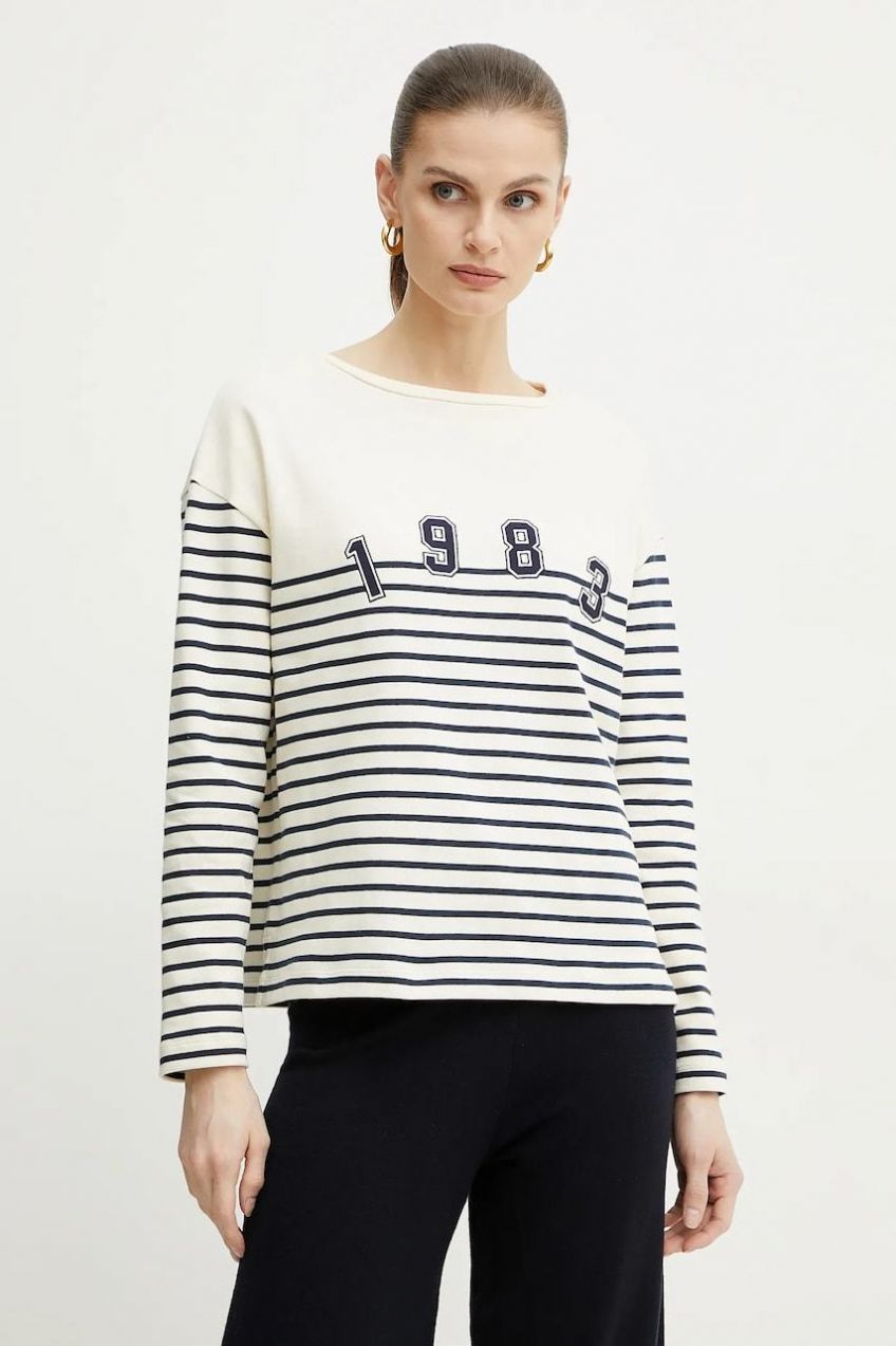Bavlnená mikina Weekend Max Mara dámske, béžová farba, vzorovaná, 2515941041600
