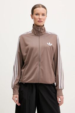 Mikina adidas Originals Firebird dámska, hnedá farba, s nášivkou, JC8253