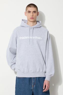 Bavlnená mikina thisisneverthat T-logo LT Hoodie pánska, šedá farba, s kapucňou, s potlačou, TN240TSWHO01