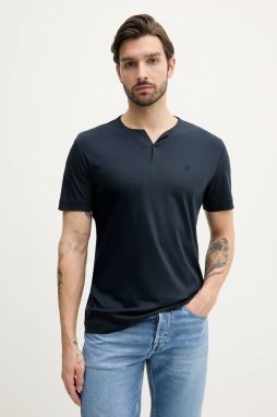 Tričko z hodvábnej zmesi Marciano Guess pánske, tmavomodrá farba, jednofarebné, 5GHI07 6323A