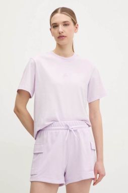 Bavlnené tričko adidas Essentials dámske, fialová farba, JI6078
