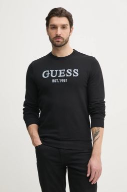 Mikina Guess BEAU pánska, čierna farba, s nášivkou, M5GQ08 KCN01