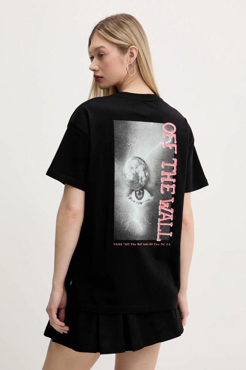 Bavlnené tričko Vans dámske, čierna farba, VN000MCFBLK1