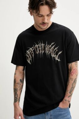 Bavlnené tričko Vans pánske, čierna farba, s potlačou, VN000M47BLK1