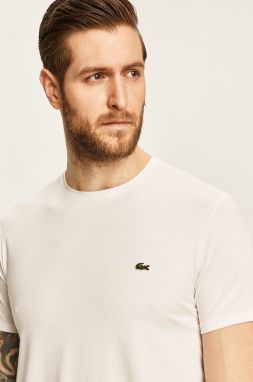 Bavlnené tričko Lacoste pánske, biela farba, jednofarebné, TH2038
