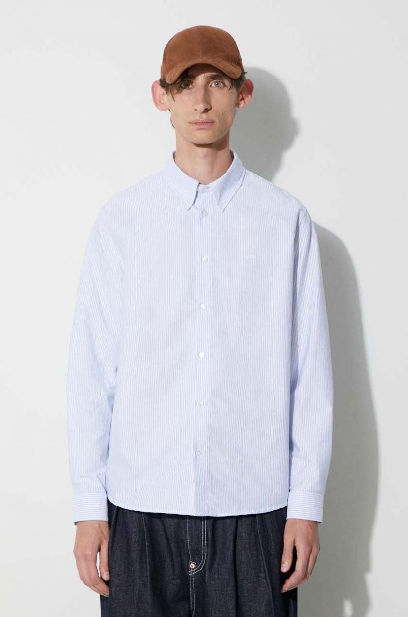 Bavlnená košeľa A.P.C. pánska, regular, s golierom button-down