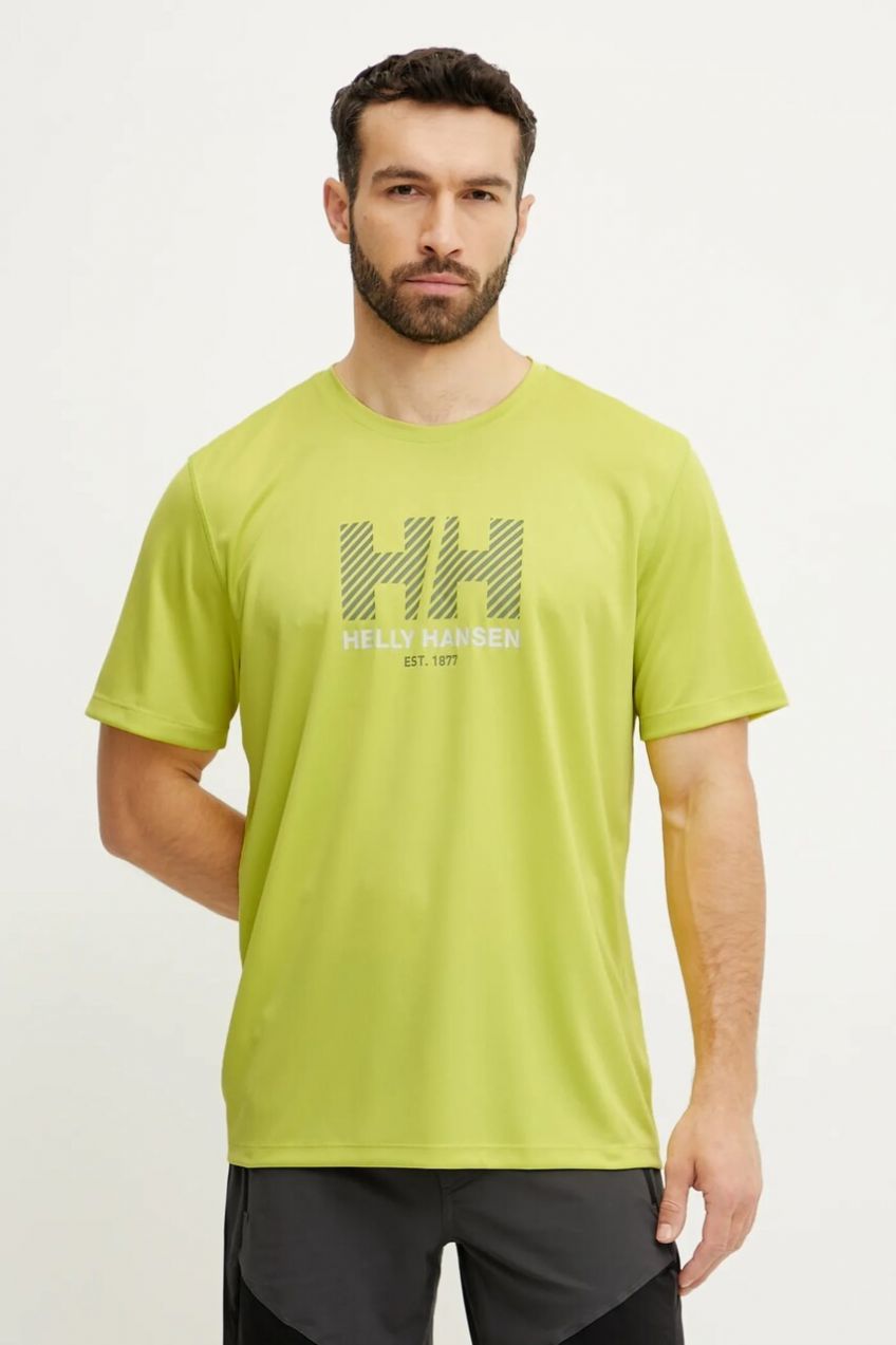 Športové tričko Helly Hansen Tech Graphic žltá farba, s potlačou, 49574