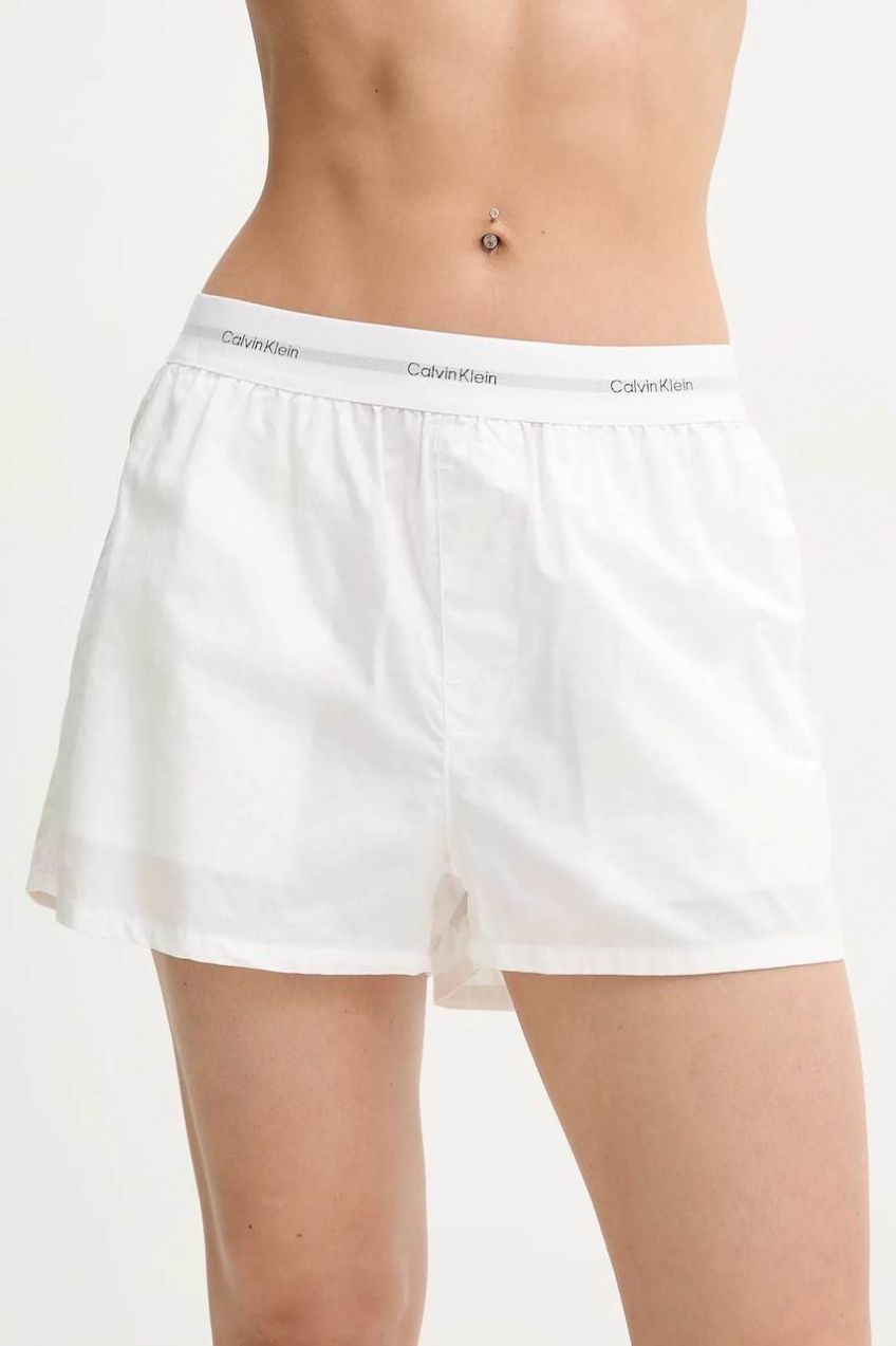 Bavlnené pyžamové šortky Calvin Klein Underwear dámske, biela farba, bavlnené, LV00QS7411