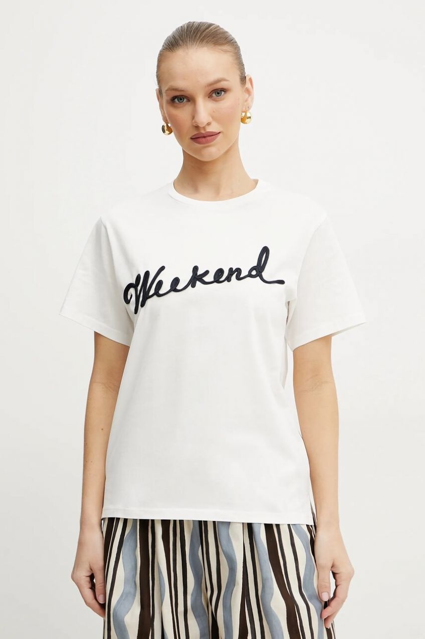 Bavlnené tričko Weekend Max Mara dámske, biela farba, 2515971042600