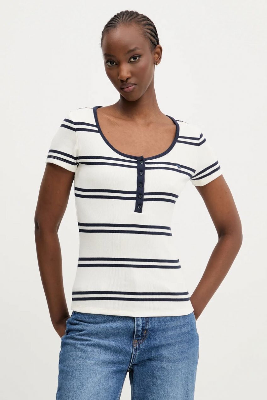 Tričko Abercrombie & Fitch dámske, biela farba, KI139-5271