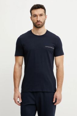 Tričko Emporio Armani Underwear 2-pak pánske, tmavomodrá farba, s potlačou, EM000391 AF10779