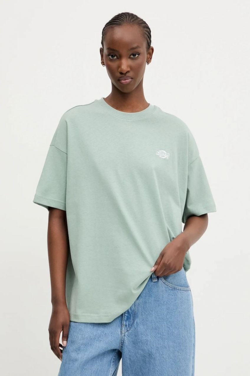 Bavlnené tričko Dickies dámske, zelená farba, DK0A4Y1BK361